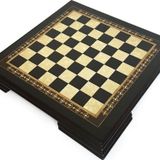 Flat Ayaklı Ahşap Satranç Tablası Küçük Siyah 35X35cm