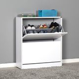 Flat Duo 2 Katlı Geniş Ayakkabılık Dolabı Beyaz