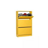 Flat Duo 3 Katlı Geniş Ayakkabılık Dolabı - Hardal Teşhir