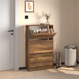 Flat Duo 3 Katlı Geniş Ayakkabılık - Oslo Ceviz 73X119x26 Cm