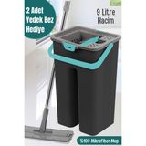 Flat Tablet Mop Yer Duvar Silme Temizlik Kova Seti 2 Adet Microfiber Yedek Bez Paspas