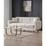 Flavia 3'Lü Kanepe Salon, Oturma Odası Yataklı Bazalı Krem