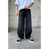 Flaw Kadın Çizgili Super Siyah Baggy Jean Düz Desenli Geniş Paça Günlük Kullanım