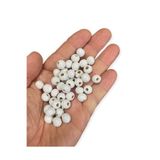 Flea Market 10 Mm Beyaz Renk Ahşap Boncuk - 100 Gram (Ort ± 250-300 Adet)