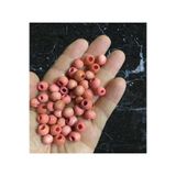 Flea Market 10 Mm Pembe Ahşap Boncuk (50 Gr Ort 135 Adet) Geniş Delik Çapı 4 Mm Makrome Çanta Bileklik