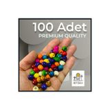 Flea Market 10 Mm Premium Kalite Karışık Renkli Ahşap Boncuk - 100 Adet