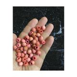 Flea Market 10 Mm Soft Pembe Ahşap Boncuk, Dekor Boncuğu, Makrome Boncuğu - (100Gr Ort 300 Adet)
