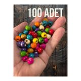 Flea Market 100 Adet Ahşap Boncuk 10 Mm Ah74825 Karışık Renkli