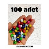Flea Market (100 Adet) - Karışık Renkli Ahşap Boncuk, 10 Mm Yuvarlak