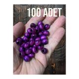 Flea Market 100 Adet Lila/Mürdüm Ahşap Boncuk 10 Mm