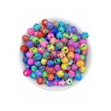 Flea Market 10Mm Karışık Çiçek Desenli Yuvarlak Top Model Polimer Kil Fimo Boncuk (25 Adet)