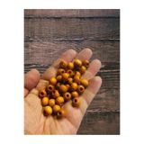 Flea Market 10Mm Turuncu Ahşap Boncuk(50 Gr Ort 135 Adet) Geniş Delik Çapı4Mm Makrome Çanta Bileklik Takı