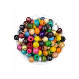 Flea Market 12mm Karışık Renkli Ahşap Tahta Boncuk, ( 100gr, ~Ort ; 140-160 Adet Boncuk )