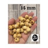 Flea Market 14 Mm Vernikli Ahşap Tahta Boncuk (100 Gram - Ort. 100 Adet)