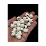Flea Market 14MM Beyaz Ahşap Boncuk - 100 Gram , Ort. 100 Adet