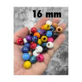 Flea Market 16 Mm Karışık Renkli Ahşap Boncuk - 100 Grm. (± 65 Adet)
