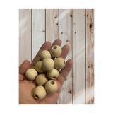 Flea Market 17 Mm Ham Ahşap Boncuk (50 Gr Ort 30 Adet) Geniş Delik Çapı 6 Mm Makrome Çanta Bileklik Takı