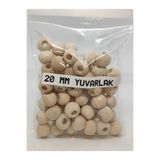 Flea Market 20 Mm Yuvarlak Ahşap Boncuk Ham 100 Gr