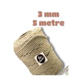 Flea Market 3mm 5 Metre Jüt Halat İp, Kendir İp, Dekor İpi