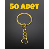 Flea Market 50 Adet Ezme Gold Renk Üçgen Uçlu Anahtarlık Halkası Ve Zinciri