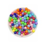 Flea Market 50 Gr 10Mm Karışık Renkli Yuvarlak Plastik Boncuk, Takı Yapım Boncuğu (50 Gr,~Ort 80-90 Adet)