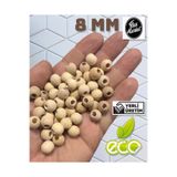 Flea Market 8 Mm Ham Ahşap Boncuk (50 Gram Ort 205 Adet) Delik Çapı 3Mm Makrome Takı Bileklik Tahta