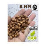 Flea Market 8 Mm Taba Rengi Ahşap Boncuk (50 Gram Ort 224 Adet) Delik Çapı 3Mm Makrome Takı Bileklik