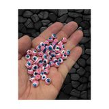 Flea Market 8Mm Akrilik Danagöz Nazar Boncuk - Takı Boncuğu - Saç Boncuğu - 50 Adet/Ince Delikli Kınabeadakriliks Pembe