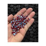 Flea Market 8Mm Bordo-Mavi Danagöz Boncuk - Takı Boncuğu - Saç Boncuğu - 50 Adet/Ince Delikli