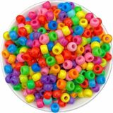 Flea Market 9X6mm Geniş Delikli Renkli Plastik Boncuk 25gr Yassı Silindir Model Takı Boncuğu (25gr,~60 Adet)