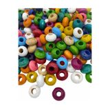 Flea Market Ahşap Boncuk, 8X16Mm Basık Rondela Model Karışık Renkli Tahta, Ahşap Burger Boncuk - 50 Adet