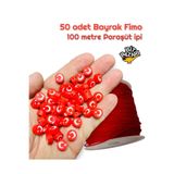 Flea Market Bayrak Fimo Boncuk Paraşüt İpi Seti, 50flg