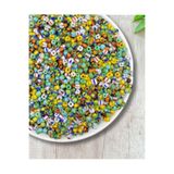 Flea Market Çizgili Kum Boncuk, 50Gr Karışık Renkli Çizgili Model Cam Kum Boncuk, Takı Boncuğu (50Gr,~600 Adet)