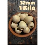 Flea Market Ekonomik Paket 1 Kilo 32Mm Ham Ahşap Boncuk -