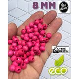 Flea Market Ekonomik Paket 1 Kilo 8mm Ahşap Boncuk - Fuşya - ( Ort - 3300-4000 Adet )