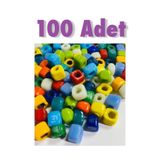 Flea Market Ekonomik Paket 100 Adet - Kare Cam Boncuk Orta Boy Karışık Renk -