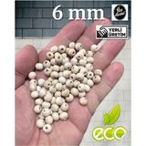 Flea Market Ekonomik Paket 6 mm Ham Işlenmemiş Ahşap Boncuk - 160 Grm. ( ± 1400 Adet)