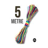 Flea Market Gökkuşağı Renkli, Karışık Renk Paraşüt Ipi, Takı Yapım Ipi, Mix Renk Ip (5 Metre)