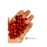 Flea Market Kırmızı - Kare Cam Boncuk - Takı Boncuğu - (10Mm - 15 Adet)