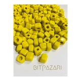 Flea Market Sarı - Kare Cam Boncuk - Takı Boncuğu - (10Mm - 15 Adet)