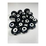Flea Market Siyah/Black Büyük Boy 2,5 Cm El Yapımı Danagöz Nazar Boncuğu - (8 Adet)