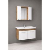 Fleko Banyo Dolabı- Etejerli Lavabo- Hilton Set-Etejerli Banyo Dolabı - Beyaz - Ahşap