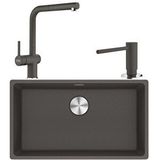 Fleko Franke Maris Mrg 110-72 Granit Eviye-active Plus Doccia 2.0 Armatür-sıvı Sabunluk Üçlü Set Slate Grey Gri