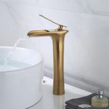 Fleko Şelale Model Çanak Lavabo Bataryası, Açılır Kapanır, Sıcak ve Soğuk Su (Eskitme Gold Yüksek Model)
