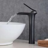 Fleko Şelale Model Çanak Lavabo Bataryası, Açılır Kapanır, Sıcak ve Soğuk Su (Siyah Yüksek Model)