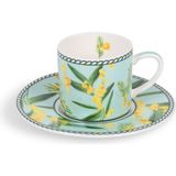 Fleur De Mimosa Collection Porselen Eau De Nil Türk Kahvesi Fincanı - Su Yeşili
