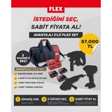 FLEX 18V Avantajlı 3’lü Set | İstediğin 3 Makineyi Seç + 3 Akü + Hızlı Şarj + Çanta