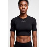 Flex Premium Gotik Model 2 Siyah Kısa Kol Compression Kadın Crop T-Shirt Spor Büstiyer Bluz Yoga Pilates - S - M - 0 Siyah