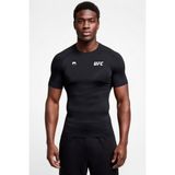 Flex Premium Ufc Beyaz Logo Siyah Kısa Kol Compression Erkek T-Shirt Spor Gym Fitness Boks Kickboks - L - XL
