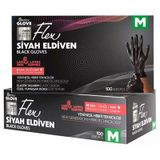 Flex Tpe Siyah Eldiven 100 Adet Medium - Tek Kullanımlık Koruyucu Eldiven 3'Li Ekonomik Paket